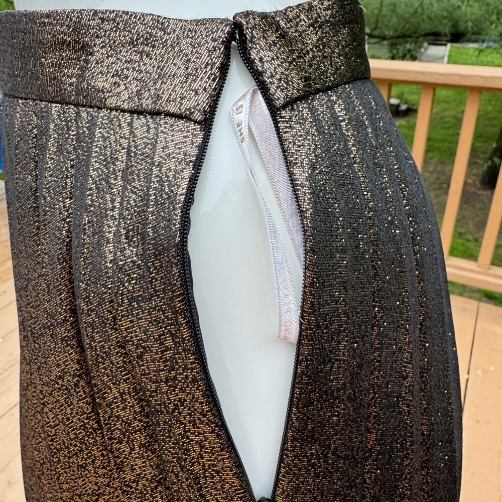 Kate Spade Metallic Pleated Skirt Evening Special Occasion Size 4 zipper entry - Picture 6 of 10